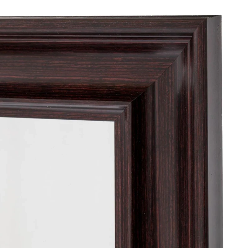 BROWN PLASTIC RECTANGLE MIRROR (WOOD EFFECT) 60X80CM