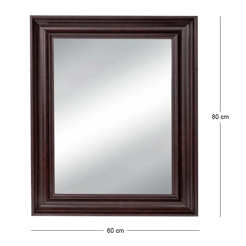 BROWN PLASTIC RECTANGLE MIRROR (WOOD EFFECT) 60X80CM