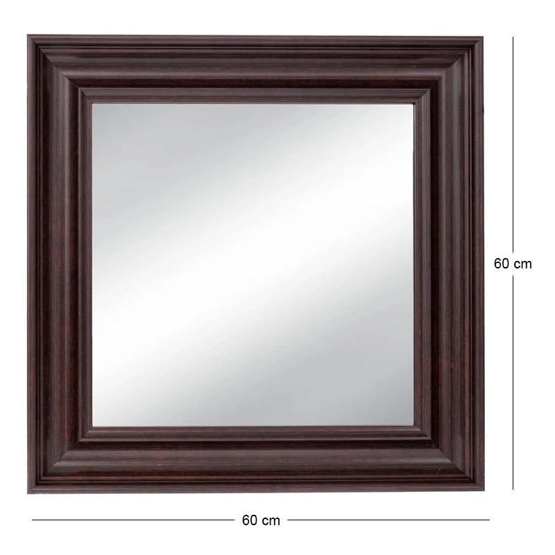 BROWN PLASTIC SQUARE MIRROR (WOOD EFFECT) 60X60CM