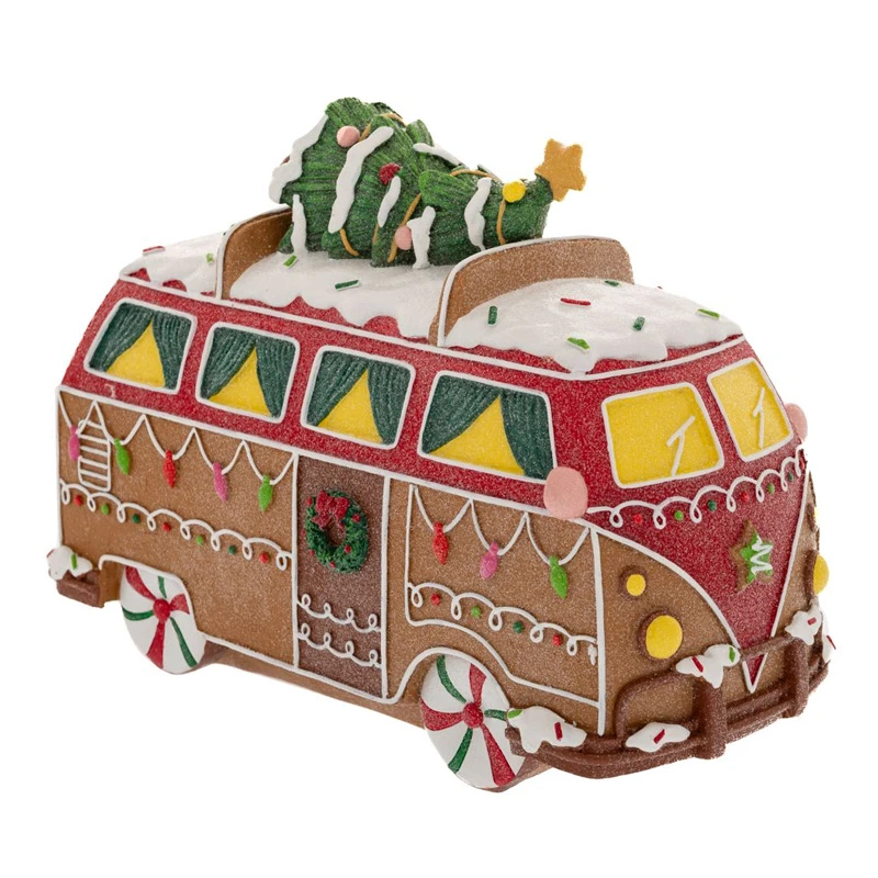 RESIN GINGERBREAD CARAVAN 26X12X19CM