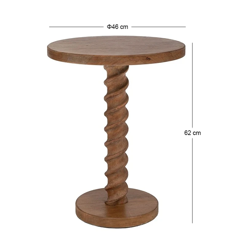 BROWN WOODEN ROUND SIDE TABLE 46X62CM