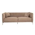 BROWN VELVET THREE-SEATER SOFA 220X96X73CM W SILVER METAL LEGS KD