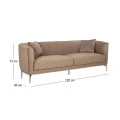 BROWN VELVET THREE-SEATER SOFA 220X96X73CM W SILVER METAL LEGS KD
