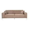 BROWN VELVET THREE-SEATER SOFA 236X86X85CM W SILVER METAL LEGS KD