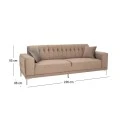 BROWN VELVET THREE-SEATER SOFA 236X86X85CM W SILVER METAL LEGS KD