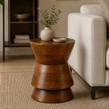 WOODEN SIDE TABLE IN NATURAL COLOR  MADE OF MANGO WOOD D35X45CM