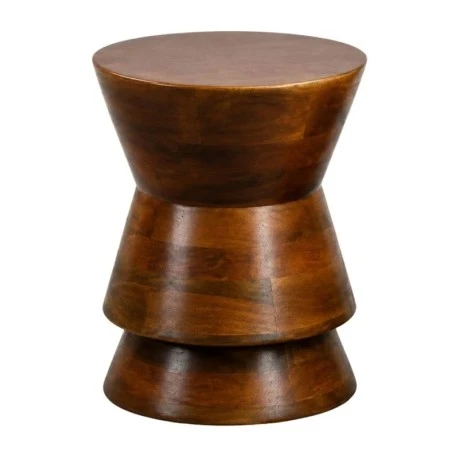 WOODEN SIDE TABLE IN NATURAL COLOR  MADE OF MANGO WOOD D35X45CM