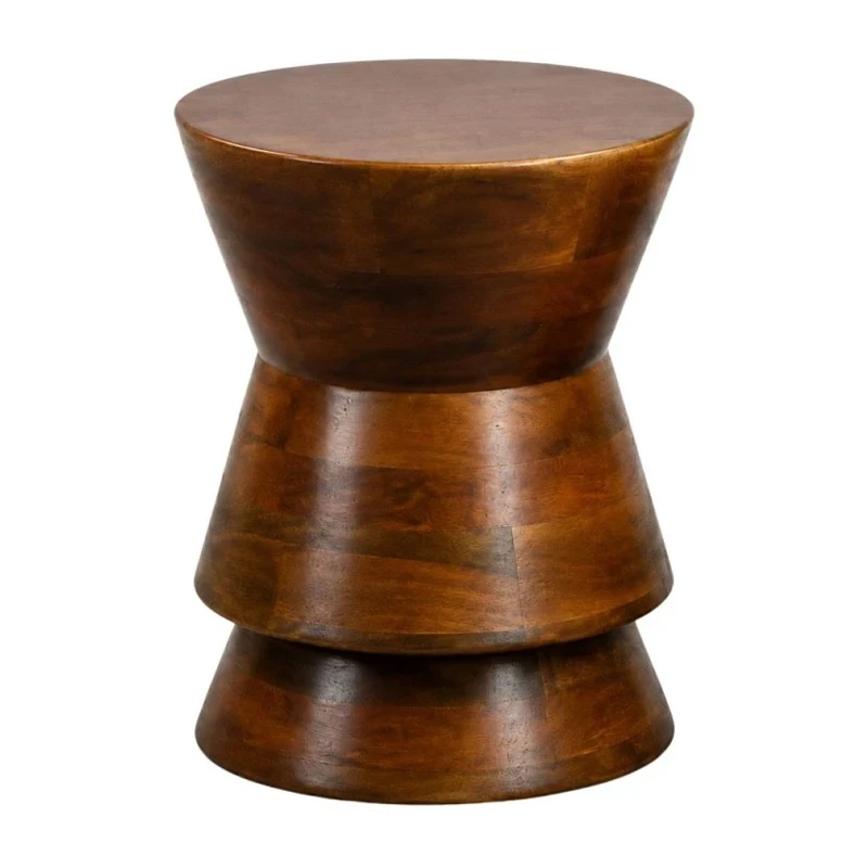 WOODEN SIDE TABLE IN NATURAL COLOR  MADE OF MANGO WOOD D35X45CM