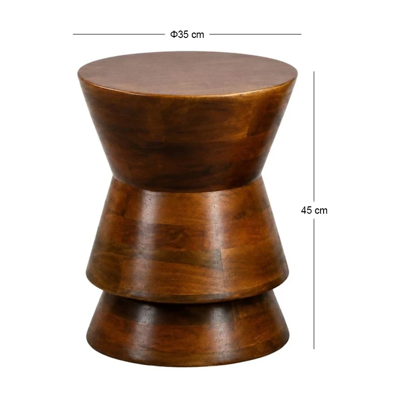 WOODEN SIDE TABLE IN NATURAL COLOR  MADE OF MANGO WOOD D35X45CM