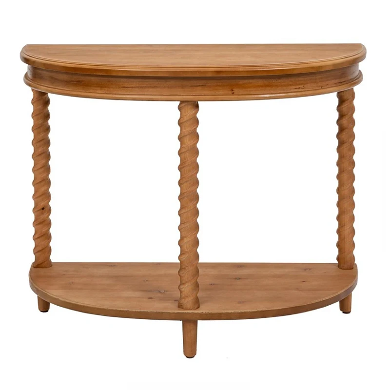 BROWN WOODEN CONSOLE TABLE SEMICIRCLES 97X40,5X66CM