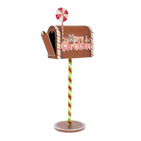 XMAS BROWN METAL GINGERBREAD MAILBOX 31,5X25X89,5CM