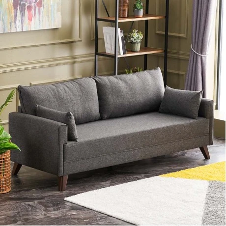 Bella Megapap fabric sofa three - seater in anthracite color 208x81x85cm.