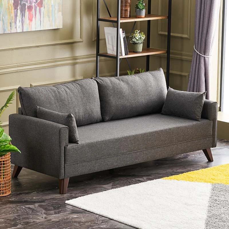 Bella Megapap fabric sofa three - seater in anthracite color 208x81x85cm.