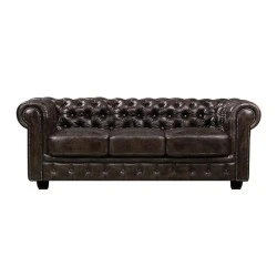 CHESTERFIELD-689 3-S Leather Brown CHESTERFIELD-689 3-S Leather Brown