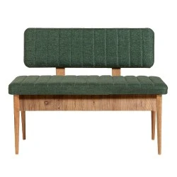 Two-seater sofa - Alden Megapap melamine bench - green fabric 110x40x85cm. Two-seater sofa - Alden Megapap melamine bench - green fabric 110x40x85cm.