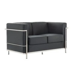 GENOVA 2-Seater Sofa Inox/Black Pu