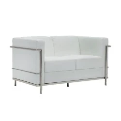GENOVA 2-Seater Sofa Inox/White Pu
