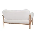 NATURAL WOOD TWO-SEATER SOFA WITH CREAM CUSHION 145X80X83CM