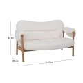 NATURAL WOOD TWO-SEATER SOFA WITH CREAM CUSHION 145X80X83CM