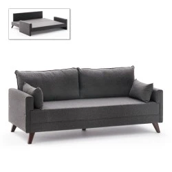 Bella Megapap fabric sofa bed three - seater in anthracite color 208x81x85cm. Bella Megapap fabric sofa bed three - seater in anthracite color 208x81x85cm.