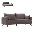 Bella Megapap fabric sofa bed three - seater in brown color 208x81x85cm.