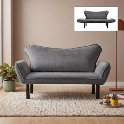 Chatto Megapap fabric two seater sofa bed in grey color 150x70x75cm. Chatto Megapap fabric two seater sofa bed in grey color 150x70x75cm.
