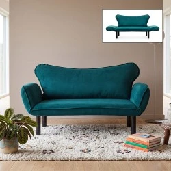 Chatto Megapap fabric two seater sofa bed in petrol green color 150x70x75cm. Chatto Megapap fabric two seater sofa bed in petrol green color 150x70x75cm.