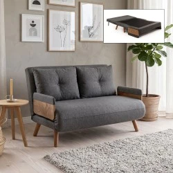 Cosmo Megapap fabric two seater sofa bed in dark grey color 133x78x78cm. Cosmo Megapap fabric two seater sofa bed in dark grey color 133x78x78cm.