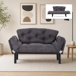 Nitta Megapap two seater fabric sofa bed in grey color 155x70x85cm. Nitta Megapap two seater fabric sofa bed in grey color 155x70x85cm.