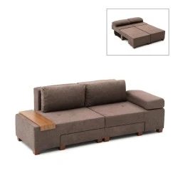 Perenna Megapap fabric sofa three - seater in brown color 233x93x83cm. Perenna Megapap fabric sofa three - seater in brown color 233x93x83cm.
