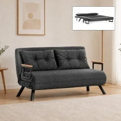 Sando Megapap fabric two seater sofa bed in anthracite color 133x78x78cm. Sando Megapap fabric two seater sofa bed in anthracite color 133x78x78cm.