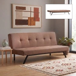 Zola Megapap three seater fabric sofa bed in brown color 180x64x78cm. Zola Megapap three seater fabric sofa bed in brown color 180x64x78cm.