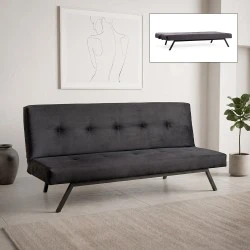 Zola Megapap three seater fabric sofa bed in black color 180x64x78cm. Zola Megapap three seater fabric sofa bed in black color 180x64x78cm.