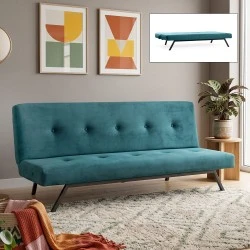 Zola Megapap three seater fabric sofa bed in petrol green color 180x64x78cm. Zola Megapap three seater fabric sofa bed in petrol green color 180x64x78cm.