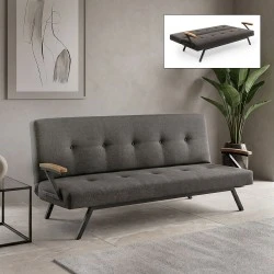 Zven Megapap three seater fabric sofa bed in anthracite color 180x64x78cm. Zven Megapap three seater fabric sofa bed in anthracite color 180x64x78cm.