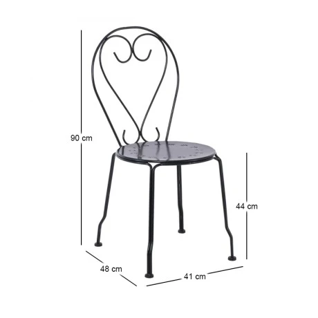 Καρέκλα Bistro μεταλλική χρώμα μαύρο 41x48x90εκ.