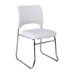 Visitor office chair Venus with inox skeleton and lining of artificial leather Pu in white color 52x52x83cm