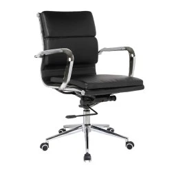 Work chair with Pu in black color 55x63x95/105cm.