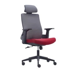 Καρέκλα γραφείου BF8900 ύφασμα mesh χρώμα γκρι - μπορντώ 64x66x116/128εκ.
