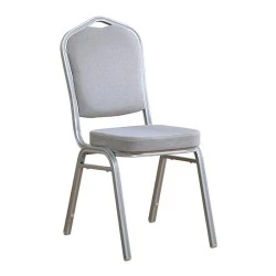HILTON Banquet chair, Grey Fabric, Silver Metal Frame HILTON Banquet chair, Grey Fabric, Silver Metal Frame