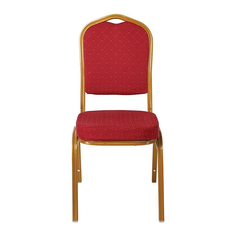 HILTON Banquet chair, Red Fabric, Gold Metal Frame