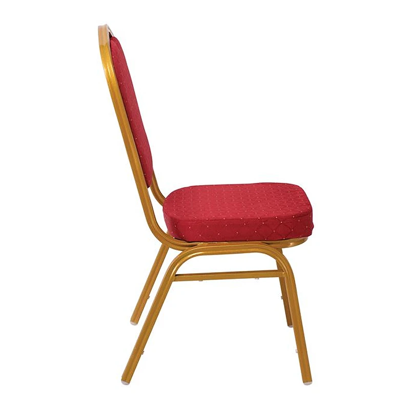 HILTON Banquet chair, Red Fabric, Gold Metal Frame