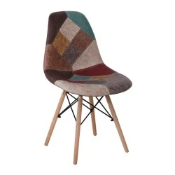 ART Wood Chair PP, Patchwork Fabric Misty Brown ART Wood Chair PP, Patchwork Fabric Misty Brown