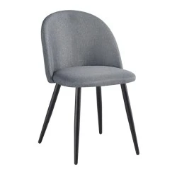 Bella chair with metallic legs in black color and fabric in grey color 50x57x81cm. Bella chair with metallic legs in black color and fabric in grey color 50x57x81cm.