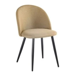 Bella chair with metallic legs in black color and fabric in gold brown color 50x57x81cm. Bella chair with metallic legs in black color and fabric in gold brown color 50x57x81cm.