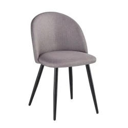 Bella chair with metallic legs in black color and fabric in sand grey color 50x57x81cm. Bella chair with metallic legs in black color and fabric in sand grey color 50x57x81cm.