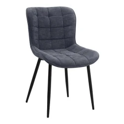 Chiara Megapap fabric dining chair in anthracite color with black metal leg 48x58x81cm.