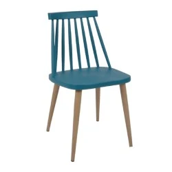 Lavida chair with metallic legs and Pp coating in blue color 43x48x77cm. Lavida chair with metallic legs and Pp coating in blue color 43x48x77cm.