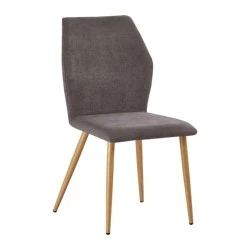 LETO Chair Natural Wood Color Metal/Grey Brown Fabric LETO Chair Natural Wood Color Metal/Grey Brown Fabric