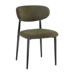 POINT Chair Black Metal, Teddy Olive Green Fabric POINT Chair Black Metal, Teddy Olive Green Fabric